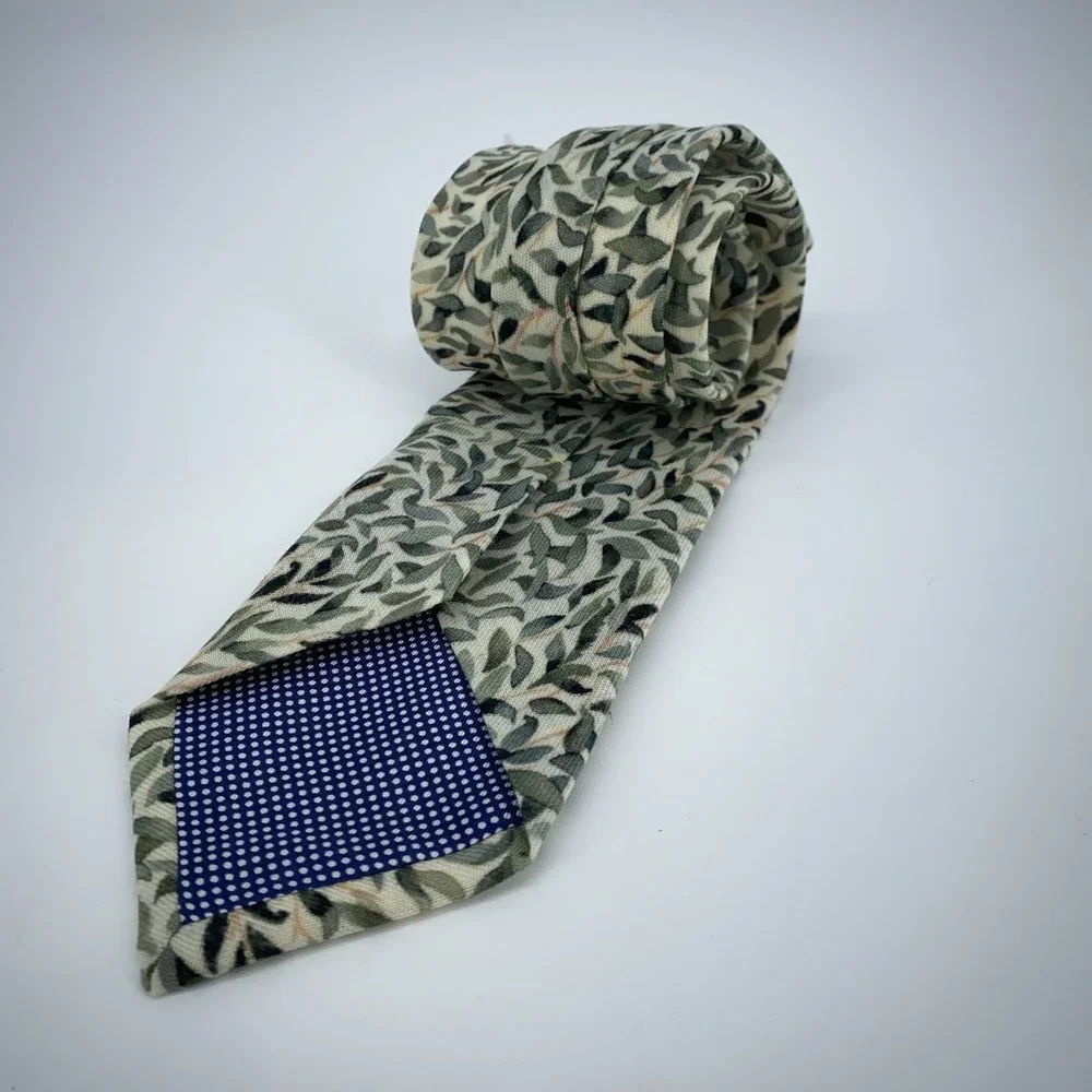 Eton Tie Mens One Size Colorful Leaf‎ Print Wool Classic Necktie Italy Made